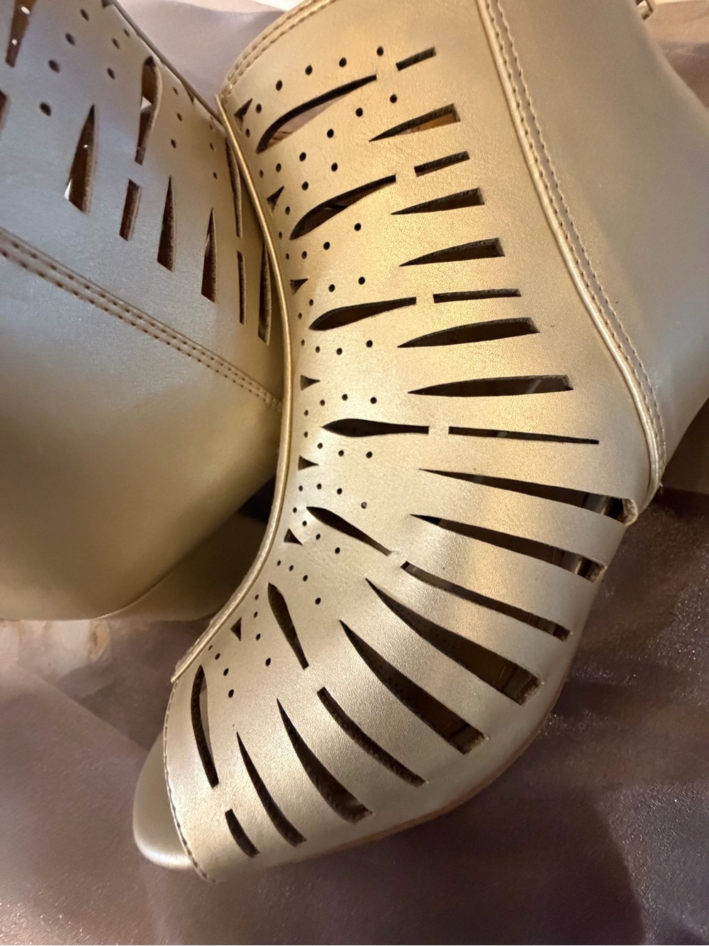 Taylor Metallic Silver Cutout Block Heel Booties - Picture 4 of 8